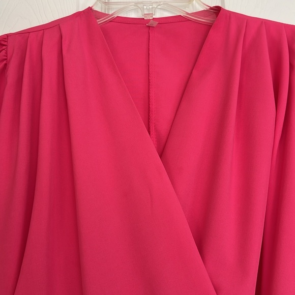 New Without Tag Barbie Pink Wrap Dress Long Sleeves Gold Buttoned Cuff Small - Picture 3 of 17